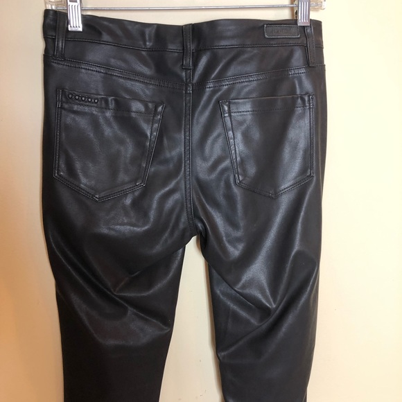 BLANK NYC Black Faux Leather Vegan Whipstitch Rock & Roll Jeans! Size 27 - Picture 12 of 15